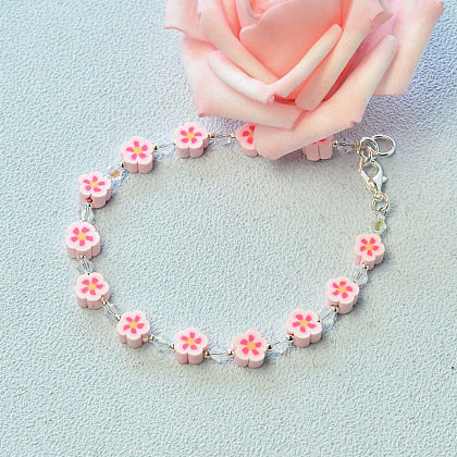 Bracelet fleur rose doux-1
