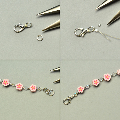 Dolce braccialetto di fiori rosa-3