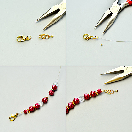 Bracelet de Noël avec perles rouges-3