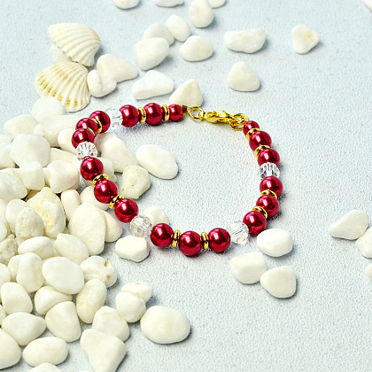Bracelet de Noël avec perles rouges-4