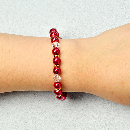 Bracelet de Noël avec perles rouges-7