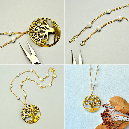 Pretty Necklace with Tree Pendant-4
