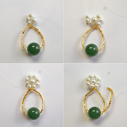 Boucles d'oreilles en perles avec pendentif en jade-4