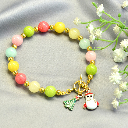 Bracelet de Noël avec perles de jade bonbons-4