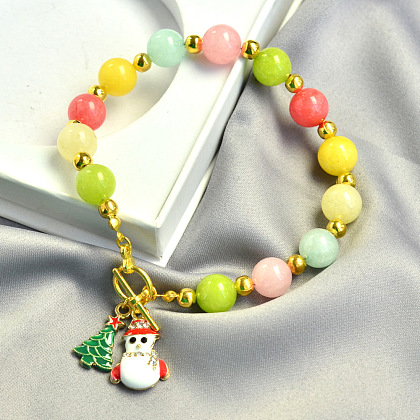 Bracelet de Noël avec perles de jade bonbons-5