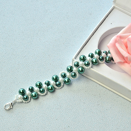 Pretty Bracelet with pearls and Seed Beads-5