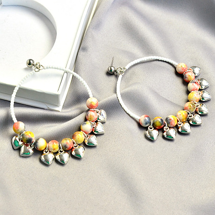 Graziosi orecchini a cuore con perle di giada-4