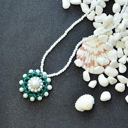 Collier de fleurs de perles avec perles de verre-7