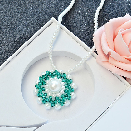 Collier de fleurs de perles avec perles de verre-8
