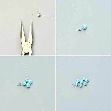 Collar fresco con cuentas de perlas de vidrio azul-3
