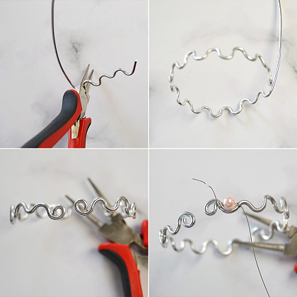 Bracelet de perles de verre avec nœud papillon-3