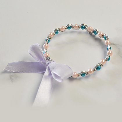 Bracelet de perles de verre avec nœud papillon-5