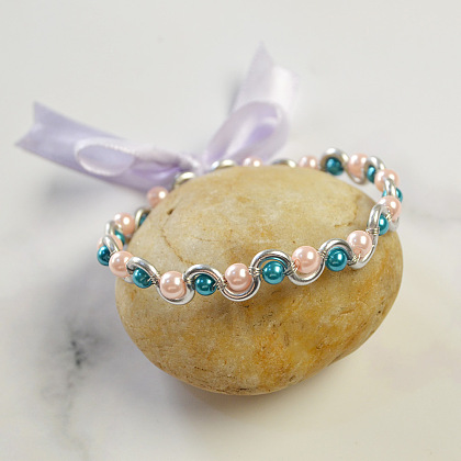 Bracelet de perles de verre avec nœud papillon-6