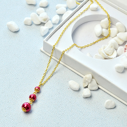 Pretty Red Pearl Pendant with Chain-1