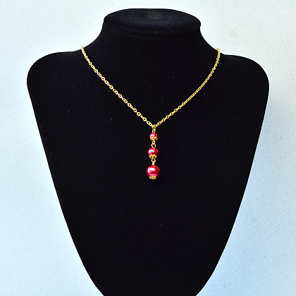 Pretty Red Pearl Pendant with Chain-4