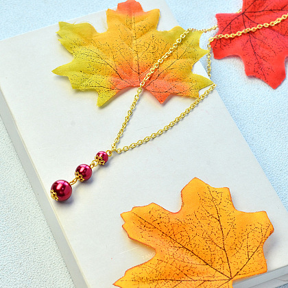 Pretty Red Pearl Pendant with Chain-5