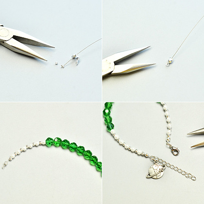 Bracelet en cristal vert avec perle-3