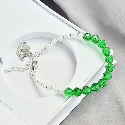 Bracelet en cristal vert avec perle-5