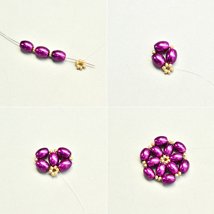 Bague élégante avec perles violettes-3