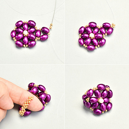 Bague élégante avec perles violettes-5