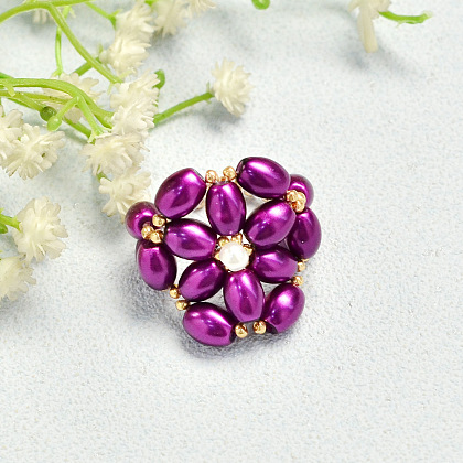Bague élégante avec perles violettes-6
