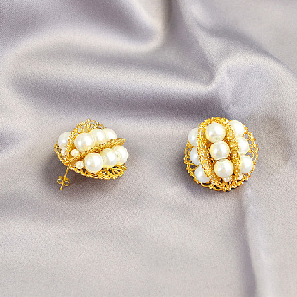 Elegantes pendientes de perlas-5