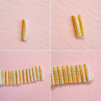Bracelet de perles tube jaune-3
