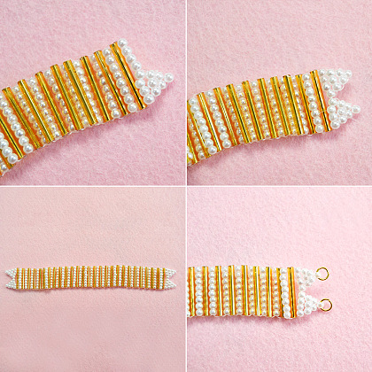 Bracelet de perles tube jaune-4