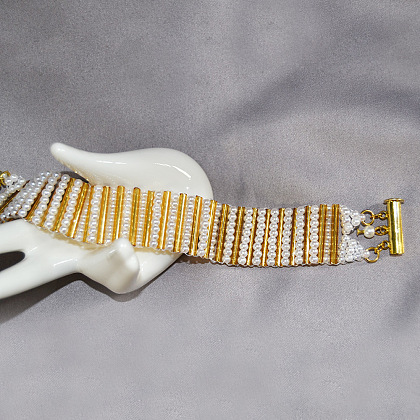 Bracelet de perles tube jaune-6