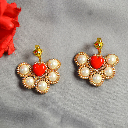 Серьги с жемчугом в форме сердца-6