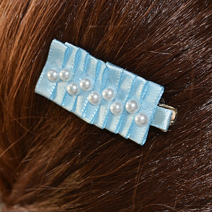 Pinza para el cabello con cinta de perlas suaves-6