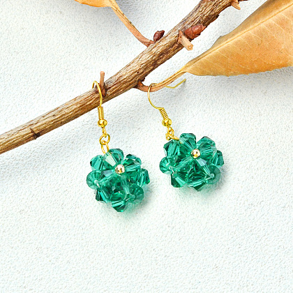 Boucles d'oreilles pendantes en cristal vert-6