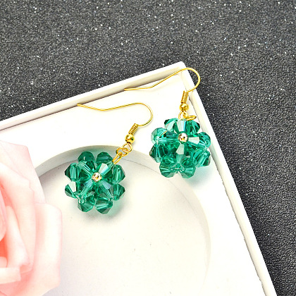 Boucles d'oreilles pendantes en cristal vert-8