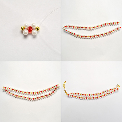 Простой браслет из жемчуга со стеклянными бусинами-3