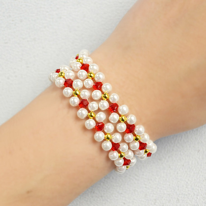 Простой браслет из жемчуга со стеклянными бусинами-4