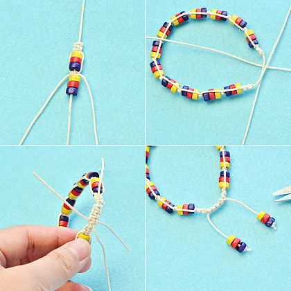 Braided Rope Wood Beads Bracelet-5