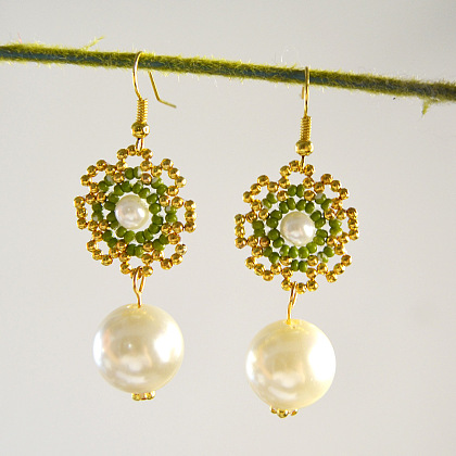 Boucles d'oreilles en perles avec pendentif en perles-6