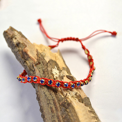 Bracelet corde tressée rouge-1