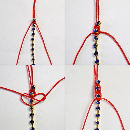 Bracelet corde tressée rouge-3