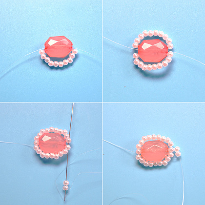 Collier de perles acryliques roses-3