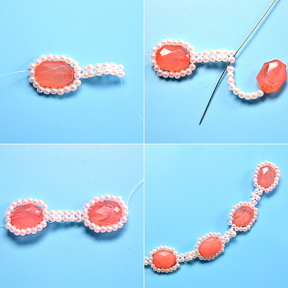 Collier de perles acryliques roses-4
