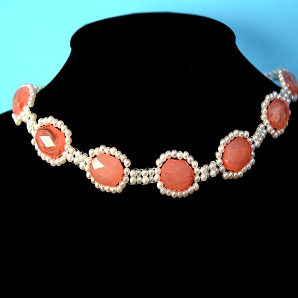 Collier de perles acryliques roses-6