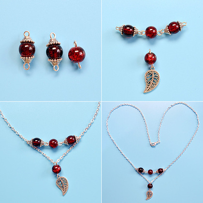 Колье с подвеской в виде листьев-3