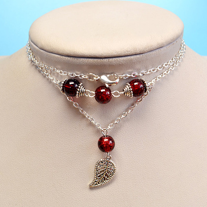 Колье с подвеской в виде листьев-4