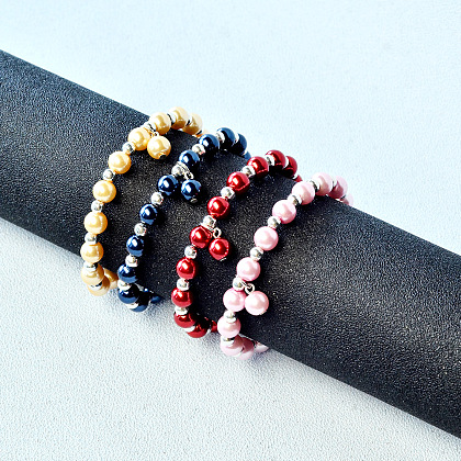 Conjuntos de pulseras de perlas de colores.-6