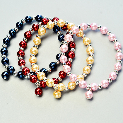 Conjuntos de pulseras de perlas de colores.-7