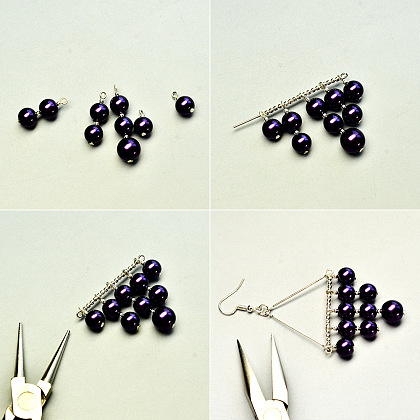 Eleganti orecchini di perle viola-3