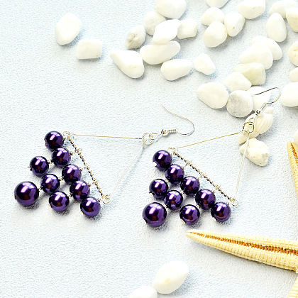Eleganti orecchini di perle viola-4