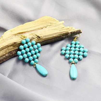 Boucles d'oreilles perles turquoise-7