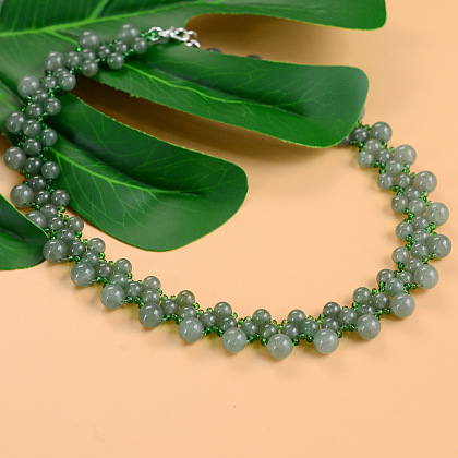 Collar de piedras preciosas de color verde claro-6